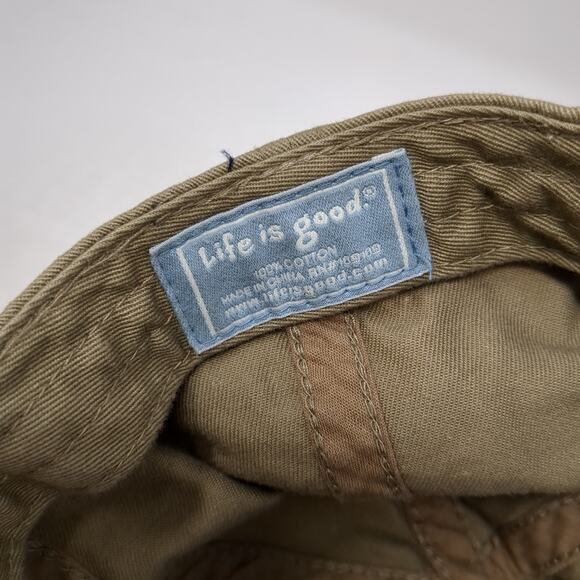 Tulip Grow Slideback Hat Solid Brown One Size Embroidered Life Is Good - Picture 9 of 9